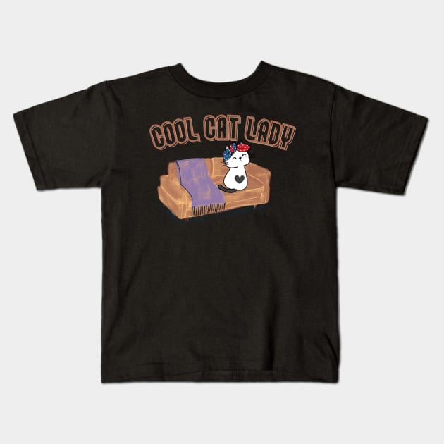 Cool Cat Lady Kids T-Shirt by Perfect Spot